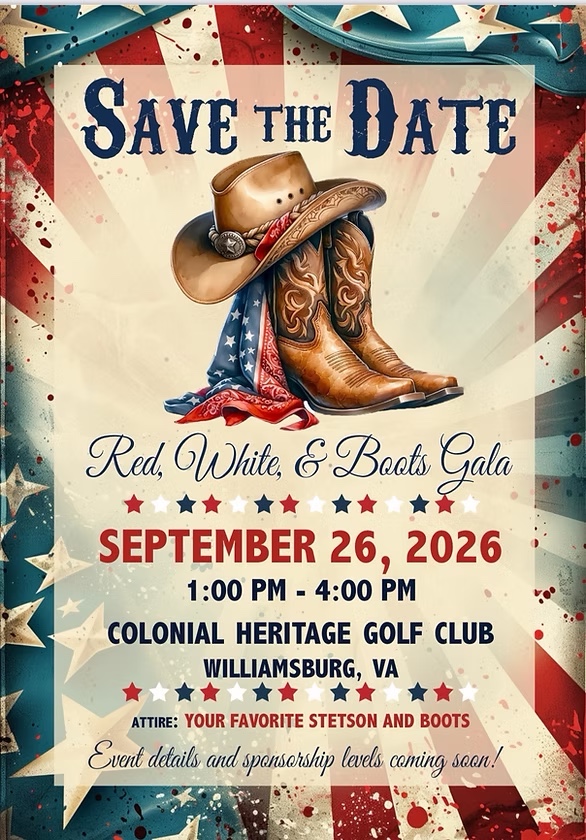Red, White & Boots Gala save-the-date flyer